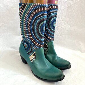 L'artiste Spring Step western boots EU 42 10.5 11 womens blue green leather